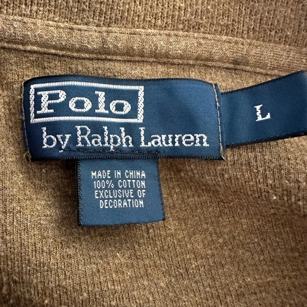 Polo Ralph Lauren Mens Brown Cotton 1/4 Zip Pullover Sweater Large Pony Logo